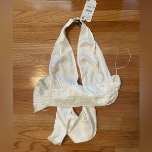 Zara White satin halter top